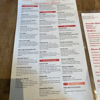Breckenridge Brewery - Beer List Menu - Front - Breweries Near Me - Littleton, Colorado Breckenridge Brewery - Beer List Menu - Front - Breweries Near Me - Littleton, Colorado