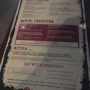 Sip85 - As of 4/19/2018 - Seafood Near Me - Palm Harbor, Florida Sip85 - As of 4/19/2018 - Seafood Near Me - Palm Harbor, Florida