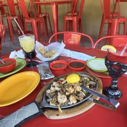 Dos Amigos - Mexican Grill - The Texas fajitas and Halloween drinks.