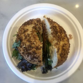 Brooklyn Bread Cafe - Spicy Tuna on a garlic bagel - Breakfast & Brunch Near Me - Brooklyn, New York