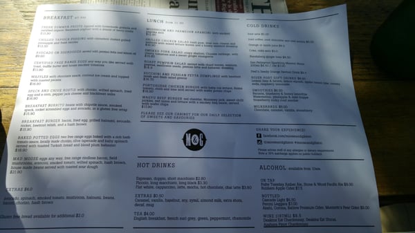 Menu photo 1 Moose and Gibson Woolloongabba, QLD