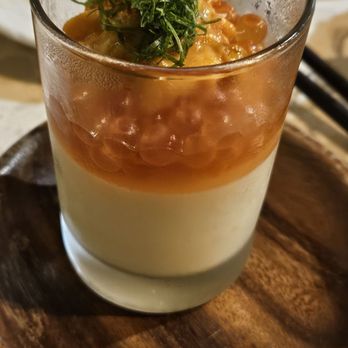 Bozu Japanese Restaurant - Chawanmushi (savory egg custard) topped with Ikura (salmon roe), crab, and uni (sea urchin) - Sushi Bars Near Me - Honolulu, Hawaii Bozu Japanese Restaurant - Chawanmushi (savory egg custard) topped with Ikura (salmon roe), crab, and uni (sea urchin) - Sushi Bars Near Me - Honolulu, Hawaii