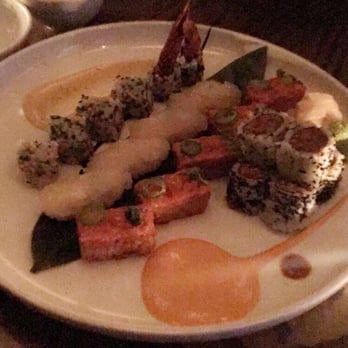 BondST - Left to right: sesame shrimp roll. Live lobster sushi (2 orders = 4 pieces). Tuna crispy rice. And the spicy tuna. - Japanese Near Me - New York, New York BondST - Left to right: sesame shrimp roll. Live lobster sushi (2 orders = 4 pieces). Tuna crispy rice. And the spicy tuna. - Japanese Near Me - New York, New York