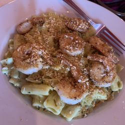 Caesar Grill Onion Burgers - Shrimp pasta.