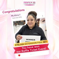 French Nails Luxury Spa & Bar - CONGRATULATIONS TO OUR LUCKY WINNERS!
French Nails Luxury Spa & Bar is thrilled to announce the winners of our exciting raffle tick