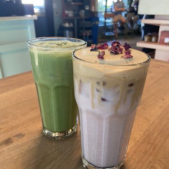 The Daily - Upside Down Latte (16 oz) and iced Matcha Latte (16 oz) - Coffee & Tea Near Me - Charleston, South Carolina The Daily - Upside Down Latte (16 oz) and iced Matcha Latte (16 oz) - Coffee & Tea Near Me - Charleston, South Carolina