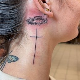 Cross of Christ and a crown of thorns