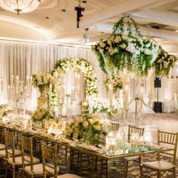 San Diego Premier Party Rentals - Gold Chiavari Chairs - White Dance Floor - White Drape