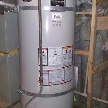 Hilman's Plumbing - The finished install! Not a scratch on the new tank. Marked with install date and properly strapped down. - Heating & Air Conditioning/HVAC Near Me - Lake Arrowhead, California Hilman's Plumbing - The finished install! Not a scratch on the new tank. Marked with install date and properly strapped down. - Heating & Air Conditioning/HVAC Near Me - Lake Arrowhead, California