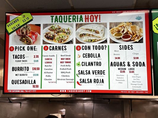 Menu photo 1 Taqueria Hoy Orange, CA Menu photo 1 Taqueria Hoy Orange, CA