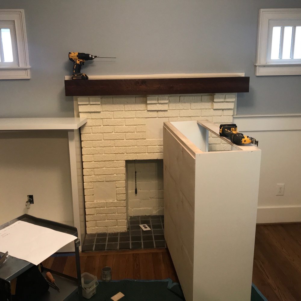 Georgia Cabinetry - First mantel. Too small and didn't cover the top trim. The 2nd version ended up covering the top trim but didn't cover the bottom trim. - General Contractors Near Me - Brunswick, Georgia