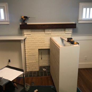 Georgia Cabinetry - First mantel. Too small and didn't cover the top trim. The 2nd version ended up covering the top trim but didn't cover the bottom trim. - General Contractors Near Me - Brunswick, Georgia Georgia Cabinetry - First mantel. Too small and didn't cover the top trim. The 2nd version ended up covering the top trim but didn't cover the bottom trim. - General Contractors Near Me - Brunswick, Georgia