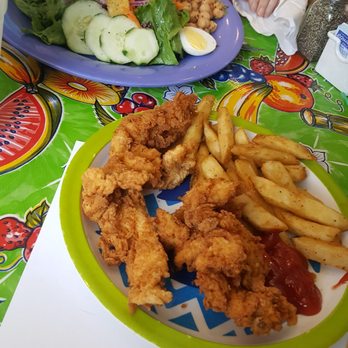 Ned's Southside Kitchen - Kids Chicken tenders and a Southside salad - New American Near Me - Saint Augustine, Florida Ned's Southside Kitchen - Kids Chicken tenders and a Southside salad - New American Near Me - Saint Augustine, Florida