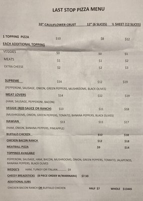 Menu photo 2 Last Stop Beverage Cochranton, PA