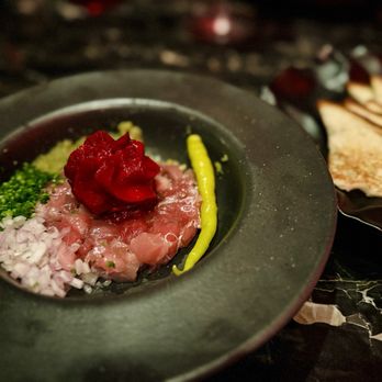 MAD - TUNA TARTARE bluefin tuna, ginger, capers, cornichons, onion, toasted pan - Spanish Near Me - Houston, Texas MAD - TUNA TARTARE bluefin tuna, ginger, capers, cornichons, onion, toasted pan - Spanish Near Me - Houston, Texas