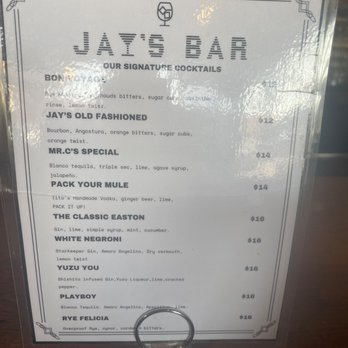 Jay's Bar - Drink menu. - Bars Near Me - Los Angeles, California