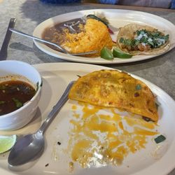 Quesa Quesabirria, shrimp tacos