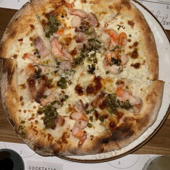 Sixty Vines - Shrimp and smoked bacon pizza - New American Near Me - Charlotte, North Carolina Sixty Vines - Shrimp and smoked bacon pizza - New American Near Me - Charlotte, North Carolina