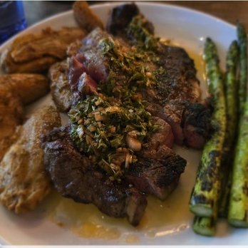 Field-n-Flame Midtown - Grilled rib eye, asparagus and smashed crispy potatoes- June 2026. Doesn't it look good? - New American Near Me - Sacramento, California