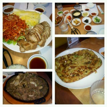 Pine Tree House - Seafood pancake, bulgogi, and a pork belly dish I forgot the name of. All was delish! - Korean Near Me - Sacramento, California Pine Tree House - Seafood pancake, bulgogi, and a pork belly dish I forgot the name of. All was delish! - Korean Near Me - Sacramento, California