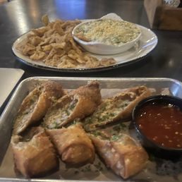 Boudin egg rolls & spinach artichoke dip Boudin egg rolls & spinach artichoke dip