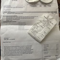 Todd Holliday's Winchester Tire & Alignment - This is the invoice that clearly states what I needed him to inspect. He claims he didn't do anything with the engine,