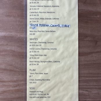 Cafe Hiro - Drinks menu (as of 10/11/24) - Italian Near Me - Cypress, California