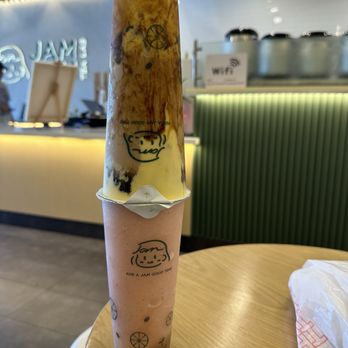 Jam Jam Tea Lab - peach slush and brulee brown sugar milk tea - Bubble Tea Near Me - Irvine, California Jam Jam Tea Lab - peach slush and brulee brown sugar milk tea - Bubble Tea Near Me - Irvine, California