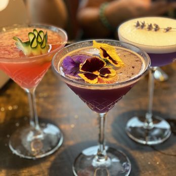 Ginos at the Point - Watermelon/cucumber margarita, pea flower infused margarita, lavender empress gin fizz - Steakhouses Near Me - Tacoma, Washington Ginos at the Point - Watermelon/cucumber margarita, pea flower infused margarita, lavender empress gin fizz - Steakhouses Near Me - Tacoma, Washington