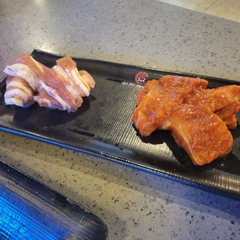 Hot Pot Meets BBQ - Pork belly, spicy salmon - Hot Pot Near Me - Ithaca, New York
