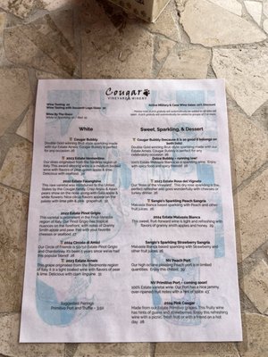 Menu photo 4 Cougar Vineyard & Winery Temecula, CA