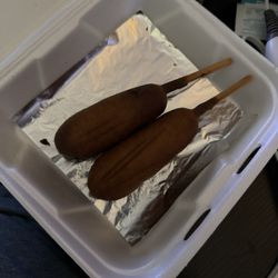 Cook Out - 2 containers like this - Burned corn dogs & no mustard!!!