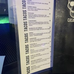 Taco menu