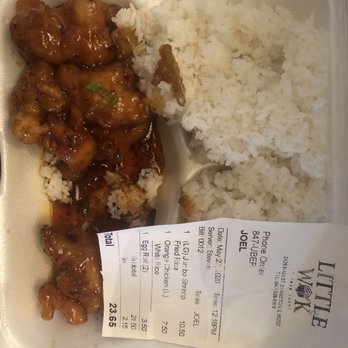 Little Wok - Orange Chicken with a paper clip - Chinese Near Me - Evanston, Illinois