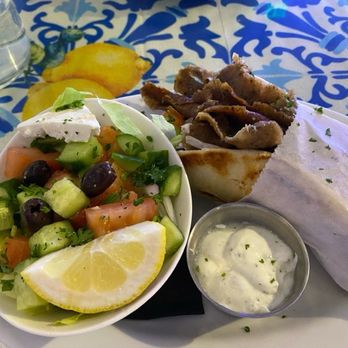Santorini Gyro - Gyro Sandwich Plate. ($17.99). Comes with side Greek salad. (Nov, 2025). - Greek Near Me - Palm Springs, California
