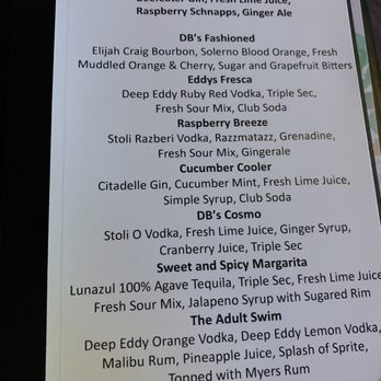 DB's Tavern - Cocktail menu - Burgers Near Me - Charlotte, North Carolina