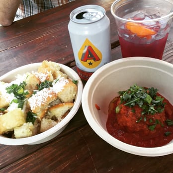 Patrizi's - Bread and Beef Fat with Meatball in red sauce. Great app or snack. - Italian Near Me - Austin, Texas