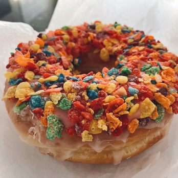 Rocco's Doughnut Company - Fruity Pebbles Doughnut - Donuts Near Me - Millbury, Massachusetts Rocco's Doughnut Company - Fruity Pebbles Doughnut - Donuts Near Me - Millbury, Massachusetts
