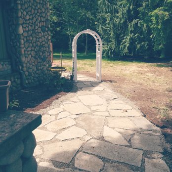 La Hermosa Landscapes - Granite flagstones moved to front of house. They also installed the arbor for us. - Lawn Services Near Me La Hermosa Landscapes - Granite flagstones moved to front of house. They also installed the arbor for us. - Lawn Services Near Me