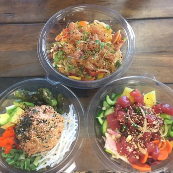 Chula Seafood - Top clockwise: Thai Peanut Bowl, Hawaiian Style Poke Bowl, Spicy Tuna Bowl - Poke Near Me - Scottsdale, Arizona