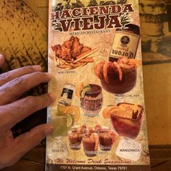 Hacienda Vieja - Drink menu