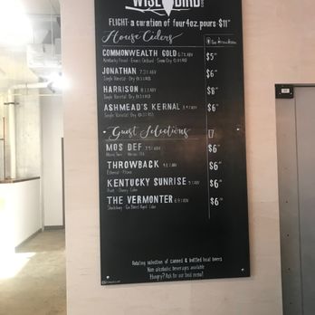 Wise Bird Cider - Cider Menu as of 6/13/19 - Cideries Near Me - Lexington, Kentucky Wise Bird Cider - Cider Menu as of 6/13/19 - Cideries Near Me - Lexington, Kentucky