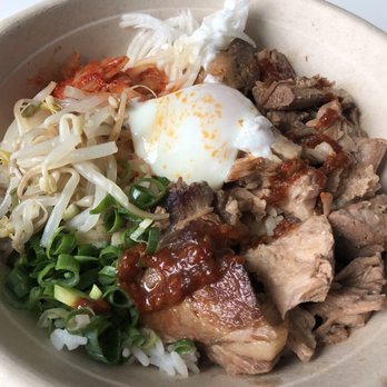 Sabal - Pork shoulder rice bowl with all the toppings and spicy garlic sauce (which wasn't that spicy at all) - Japanese Near Me - Honolulu, Hawaii