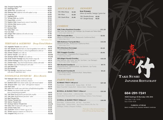 Menu photo 8 Take Sushi Burnaby, BC
