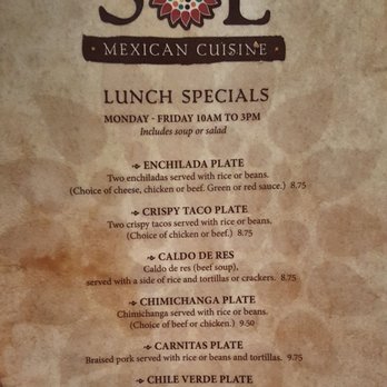 Sol Mexican Cuisine - Lunch specials - Mexican Near Me - Woodland, California Sol Mexican Cuisine - Lunch specials - Mexican Near Me - Woodland, California