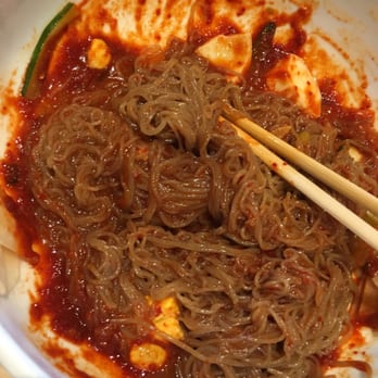 Choi's Garden - Spicy Buckwheat chewy noodle. Spicy delicious. Ask for side of cold chicken broth to dilute a little. - Korean Near Me - Honolulu, Hawaii