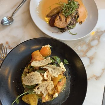 Sage Leaf - Heirloom tomato salad and verlasso salmon - New American Near Me - Incline Village, Nevada Sage Leaf - Heirloom tomato salad and verlasso salmon - New American Near Me - Incline Village, Nevada