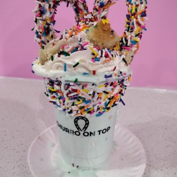 Churro On Top - Birthday Cake Shake. Truly a sight to see - Desserts Near Me - Arlington, Texas