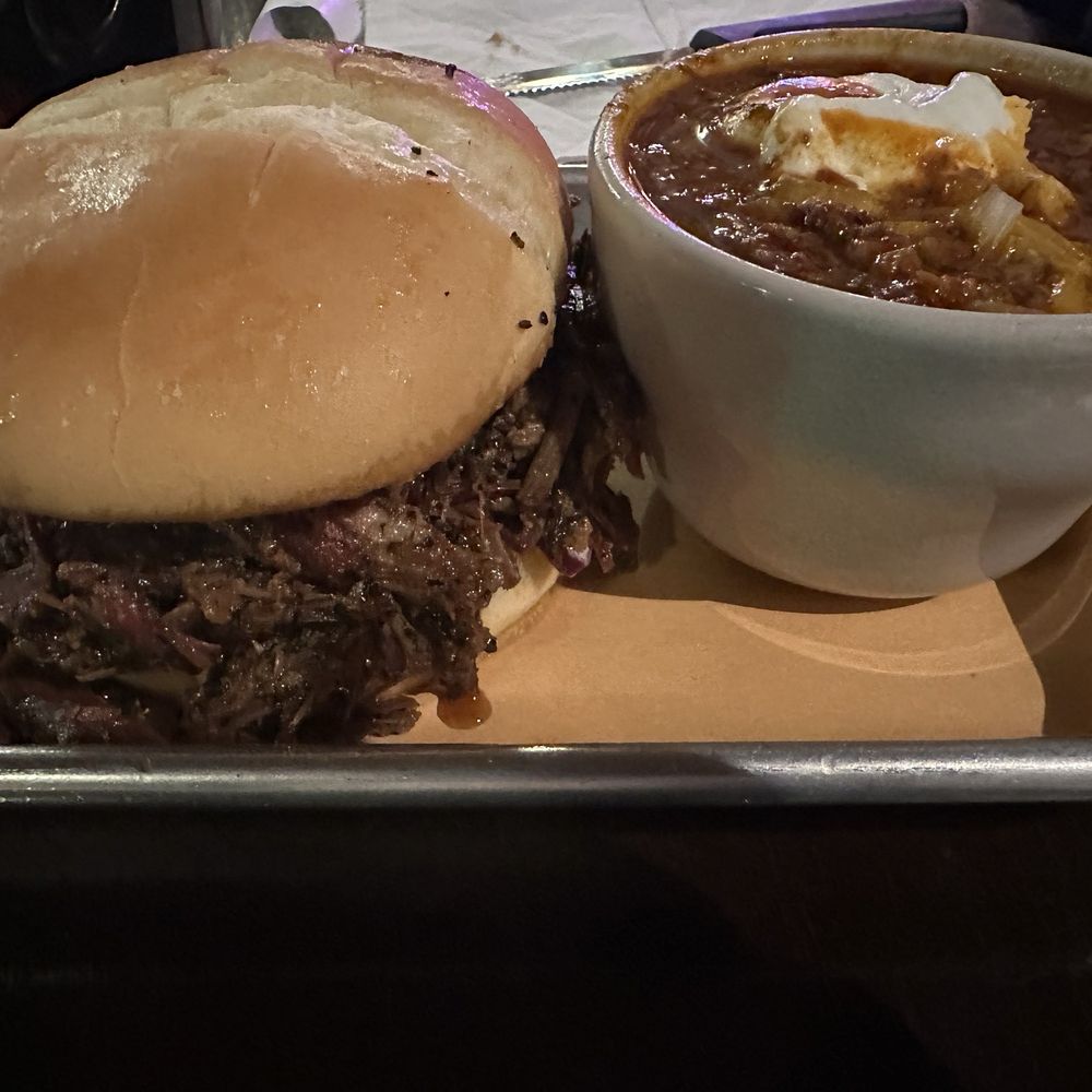 Jack's BBQ - Bellevue - Chopped Brisket Sandwich and a bowl of Chili. - Cocktail Bars Near Me - Redmond, Washington Jack's BBQ - Bellevue - Chopped Brisket Sandwich and a bowl of Chili. - Cocktail Bars Near Me - Redmond, Washington
