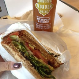 Sunflower cutlet sandwich with kombucha is the bomb :)